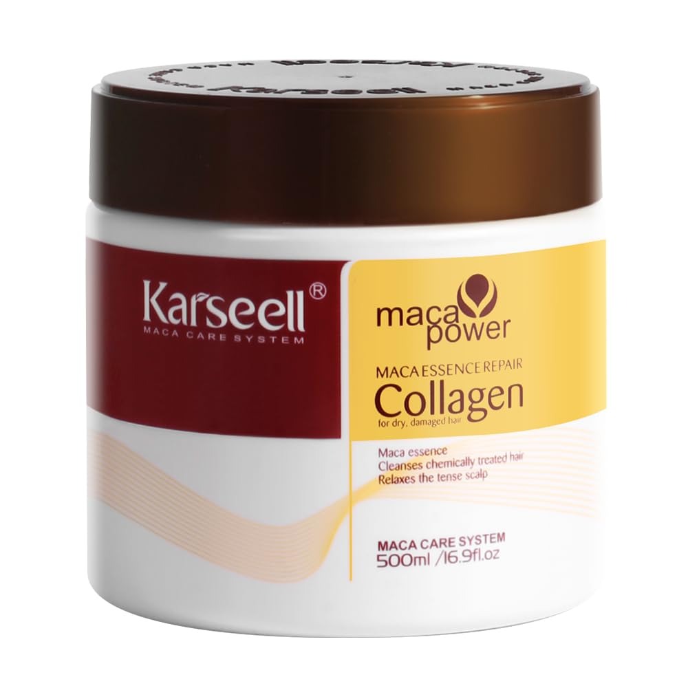 Karseell Collagen Hair Treatment Deep Repair Conditioning Argan Oil Collagen Hair Mask Essence for Dry Damaged Hair All Hair Types 16.90 oz 500ml-2 Bottles