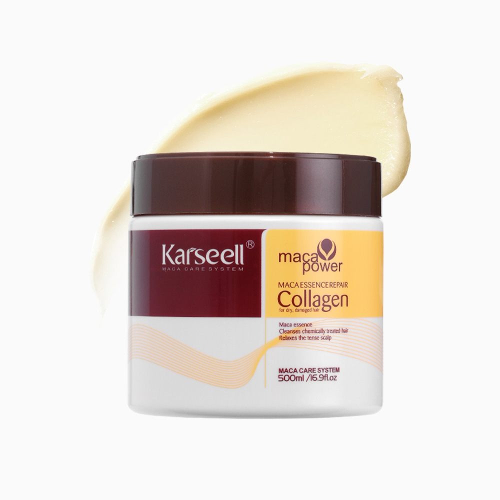 Karseell Collagen Hair Treatment Deep Repair Conditioning Argan Oil Collagen Hair Mask Essence for Dry Damaged Hair All Hair Types 16.90 oz 500ml-2 Bottles