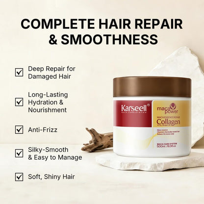 Karseell Collagen Hair Treatment Deep Repair Conditioning Argan Oil Collagen Hair Mask Essence for Dry Damaged Hair All Hair Types 16.90 oz 500ml-2 Bottles